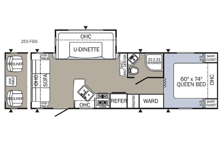 Representative floor plan provided by a trusted RVshare partner.