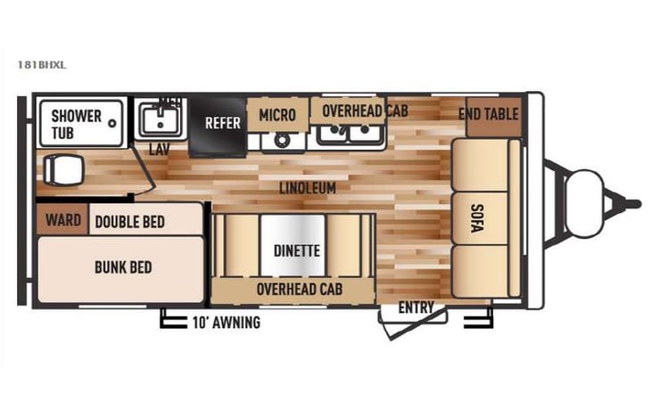 Representative floor plan provided by a trusted RVshare partner.