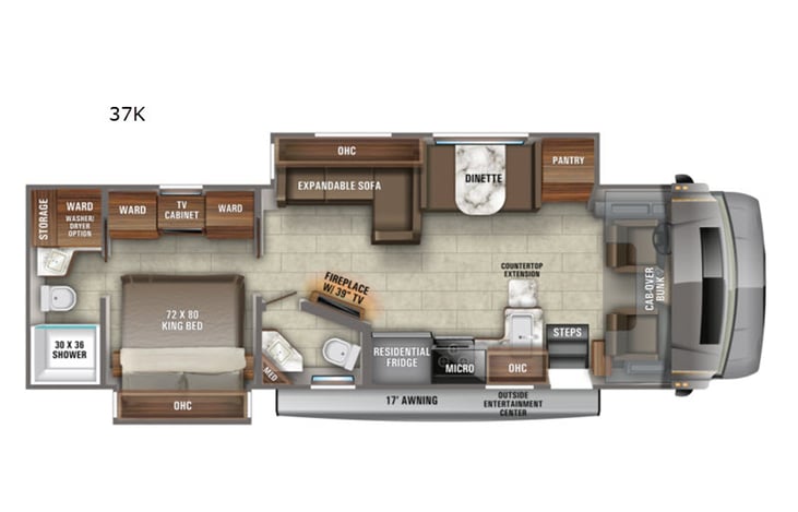 Representative floor plan provided by a trusted RVshare partner.