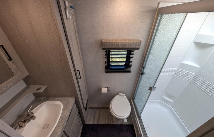 Large bathroom so you won't feel cramped trying to dry off or get dressed!