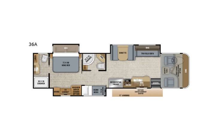 Representative floor plan provided by a trusted RVshare partner.