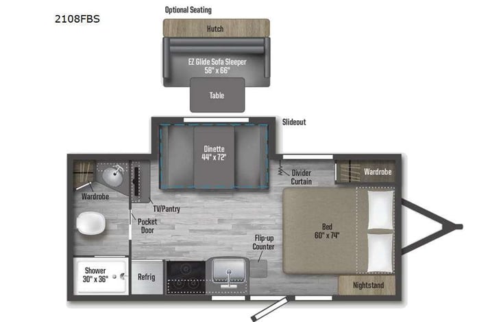 Representative floor plan provided by a trusted RVshare partner.