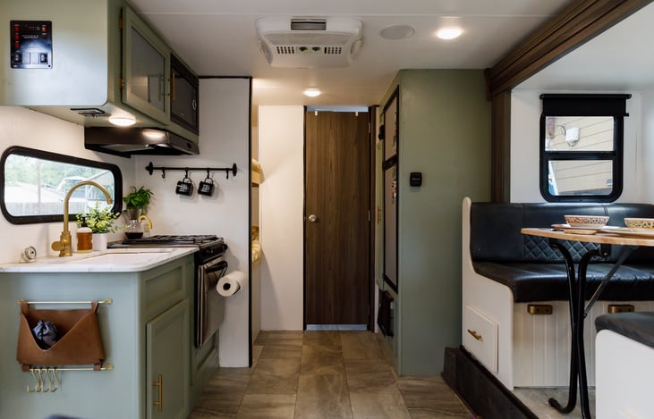 View of camper from the Queen bed