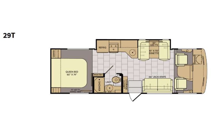 Representative floor plan provided by a trusted RVshare partner.