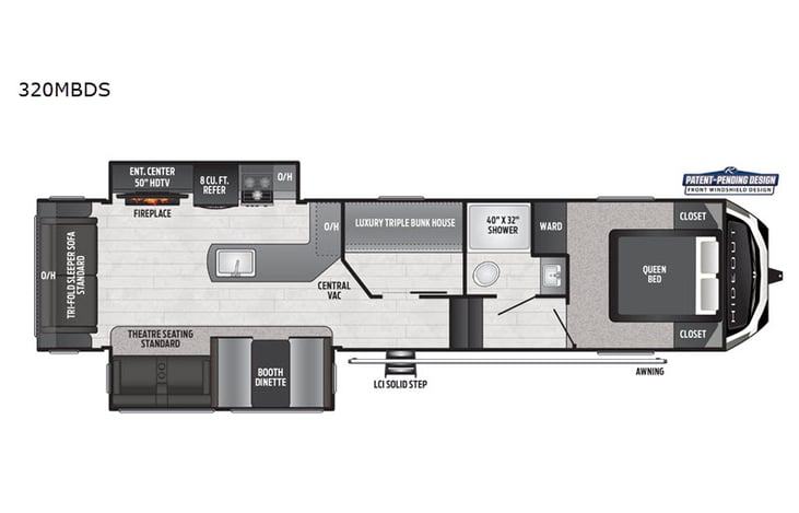 Representative floor plan provided by a trusted RVshare partner.