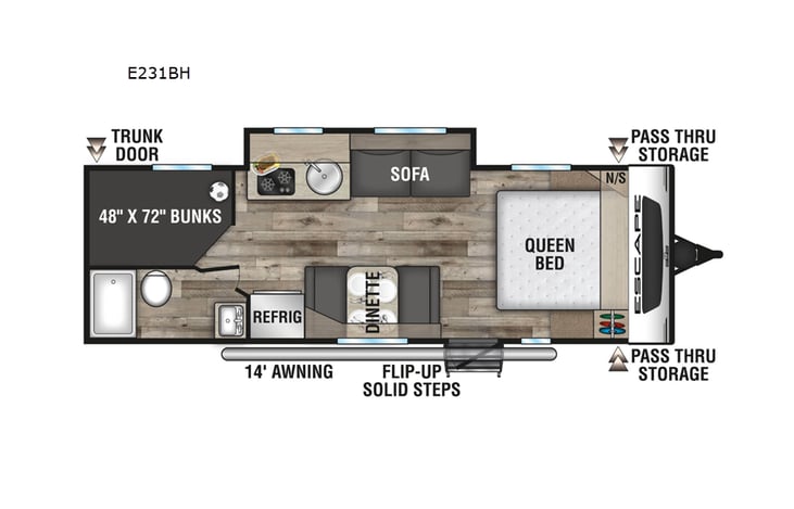 Representative floor plan provided by a trusted RVshare partner.