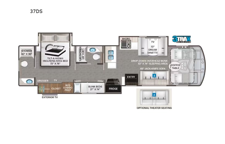 Representative floor plan provided by a trusted RVshare partner.