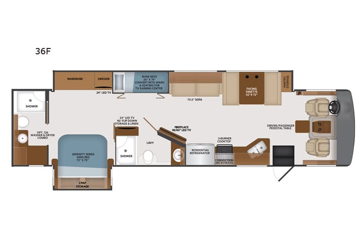 Representative floor plan provided by a trusted RVshare partner.