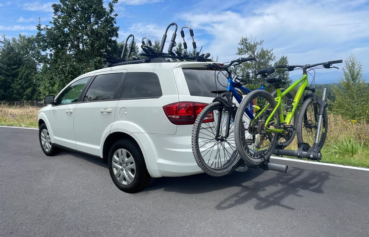 The mid size SUV offers a functional blend of Sport and Utility - Carry 2 bikes with the hitch mounted Kuat Rack and up to 3 Kayaks on the roof rack.