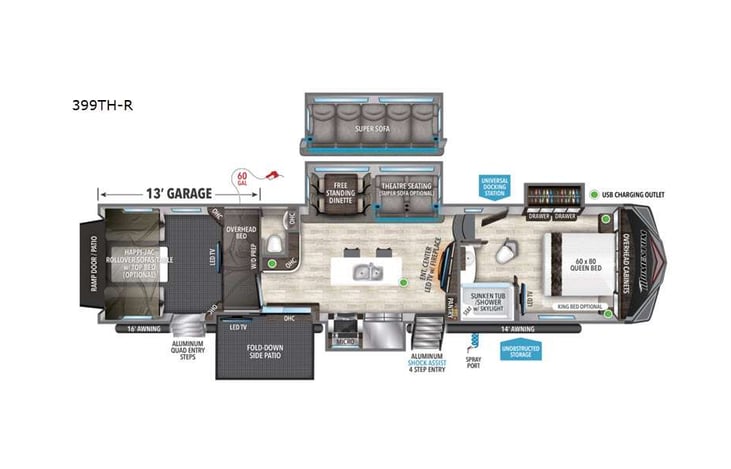 Representative floor plan provided by a trusted RVshare partner.