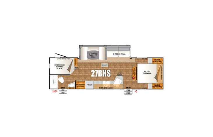 Representative floor plan provided by a trusted RVshare partner.