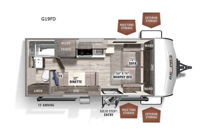 Representative floor plan provided by a trusted RVshare partner.