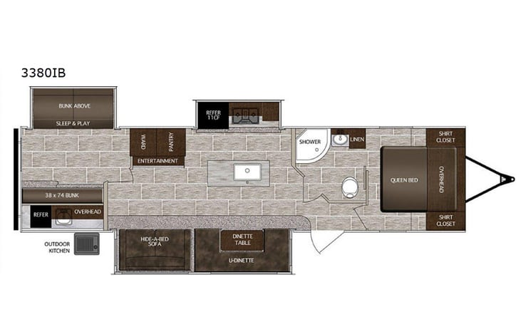 Representative floor plan provided by a trusted RVshare partner.