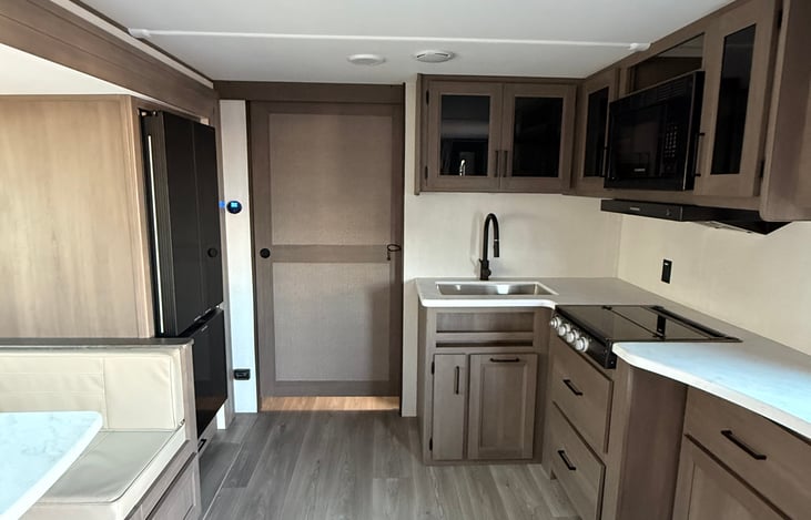 Kitchen area with Bathroom door closed