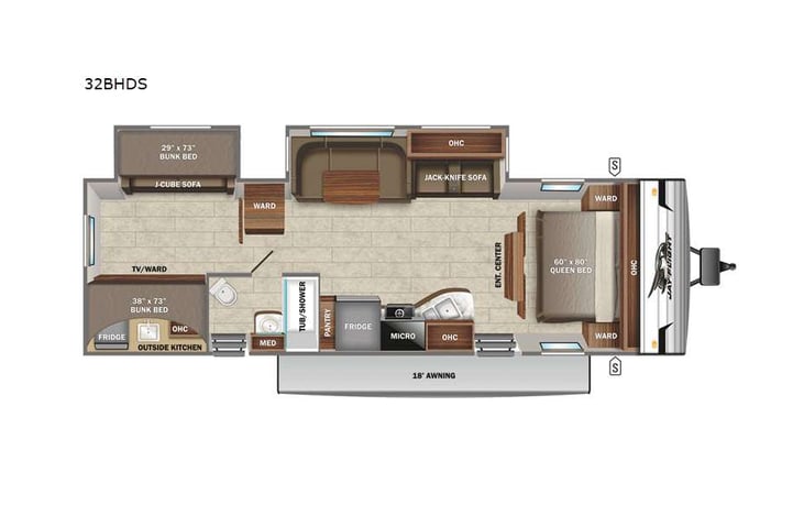 Representative floor plan provided by a trusted RVshare partner.