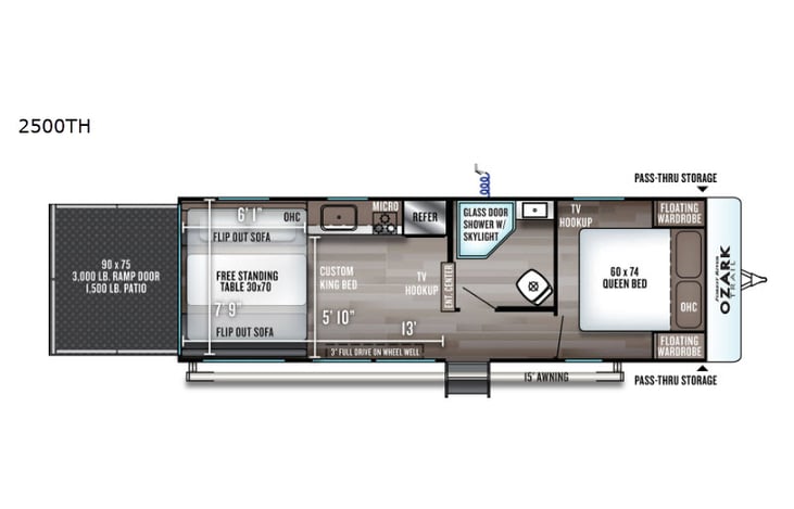 Representative floor plan provided by a trusted RVshare partner.