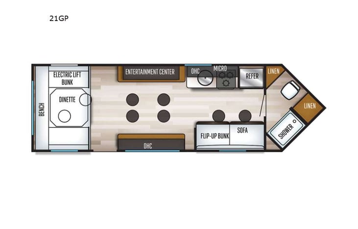 Representative floor plan provided by a trusted RVshare partner.