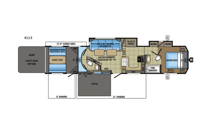 Representative floor plan provided by a trusted RVshare partner.