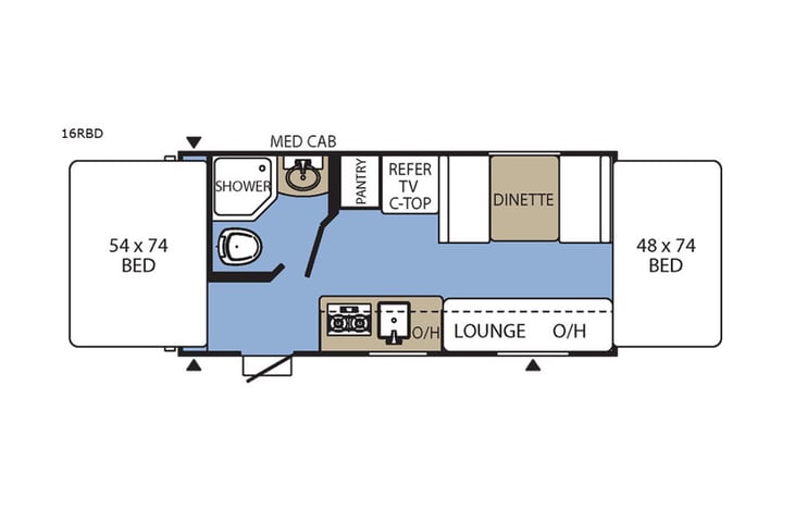 Representative floor plan provided by a trusted RVshare partner.