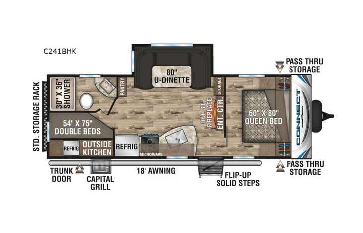 Representative floor plan provided by a trusted RVshare partner.