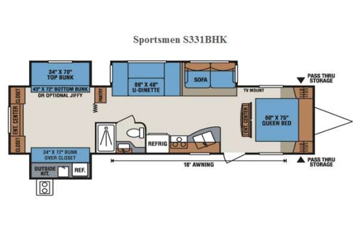 Representative floor plan provided by a trusted RVshare partner.