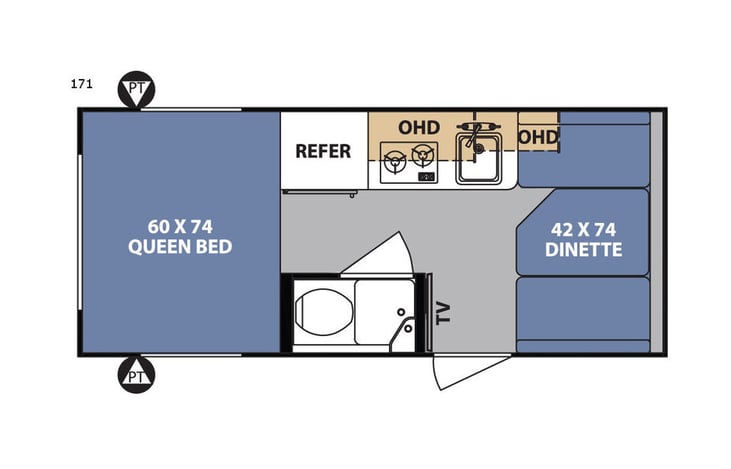 Representative floor plan provided by a trusted RVshare partner.