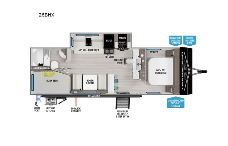 Representative floor plan provided by a trusted RVshare partner.