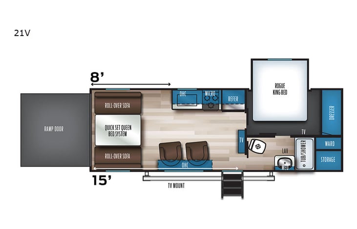 Representative floor plan provided by a trusted RVshare partner.