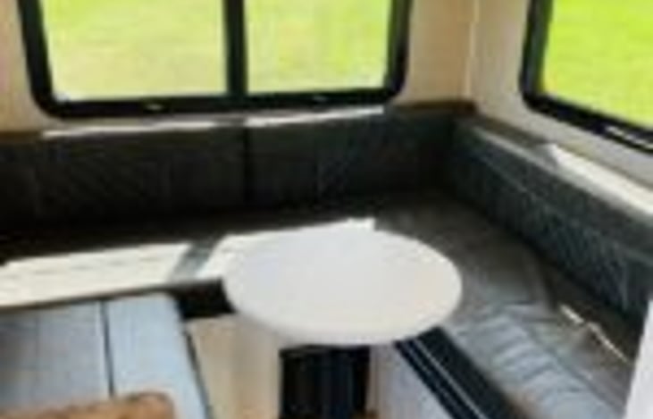 Interior Dinette table and converts to a 2 person bed