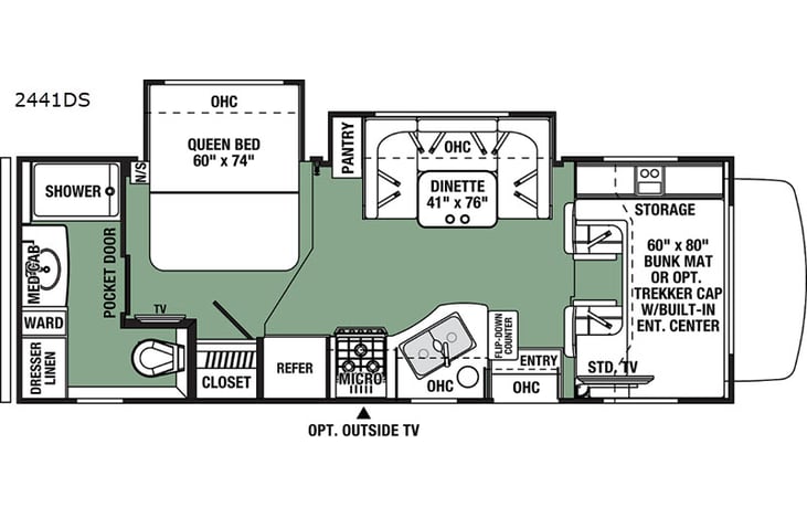 Representative floor plan provided by a trusted RVshare partner.