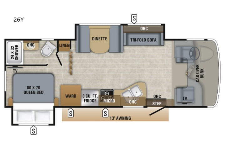 Representative floor plan provided by a trusted RVshare partner.