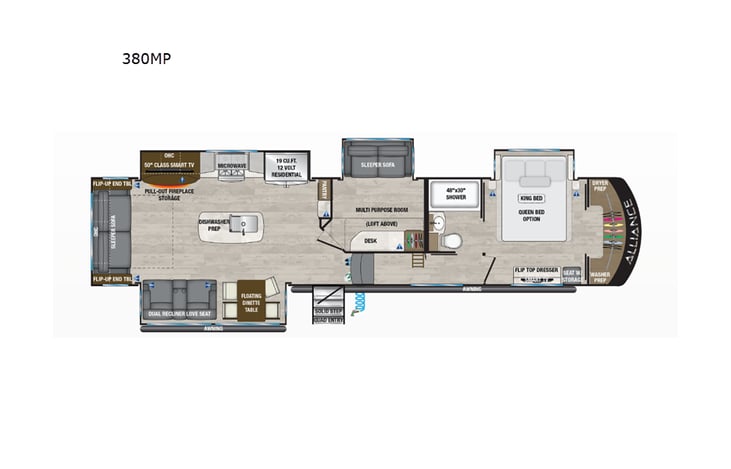 Representative floor plan provided by a trusted RVshare partner.