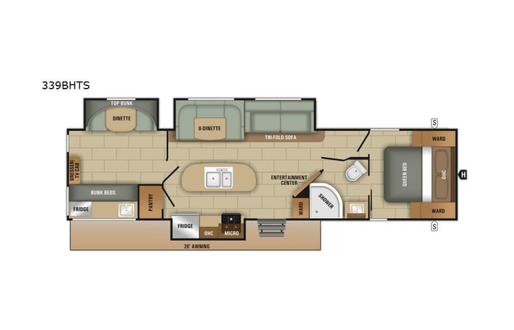 Representative floor plan provided by a trusted RVshare partner.