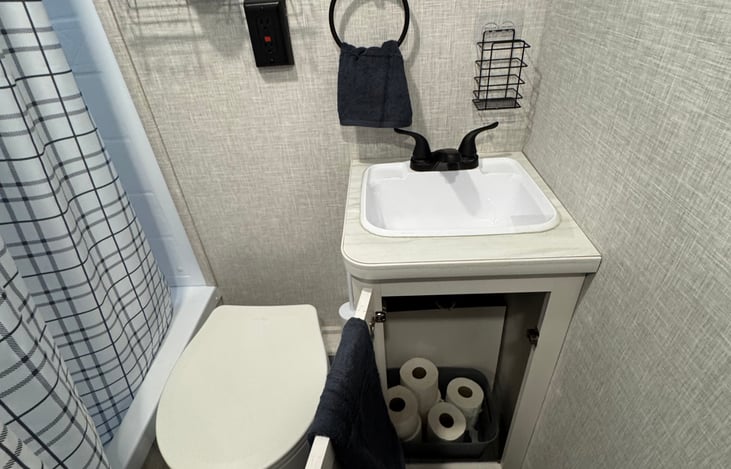 Toilet paper and cleaning supplies for RVs are provide it .