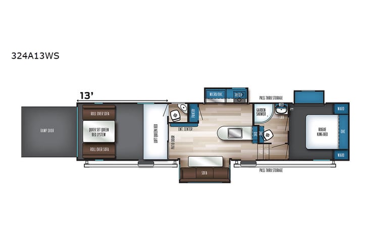 Representative floor plan provided by a trusted RVshare partner.