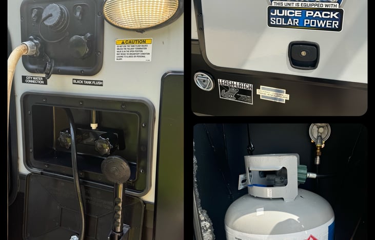 Hot & Cold Outdoor Shower, Solar Juice Pack & 2 Propane Tanks