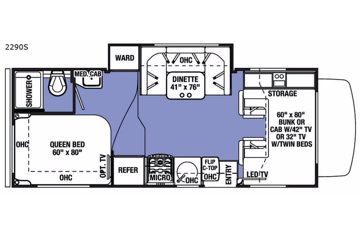 Representative floor plan provided by a trusted RVshare partner.