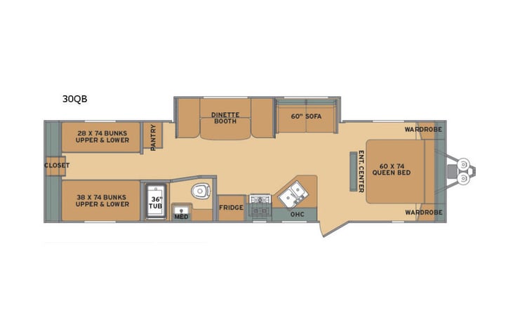 Representative floor plan provided by a trusted RVshare partner.