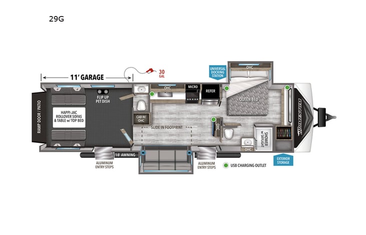 Representative floor plan provided by a trusted RVshare partner.