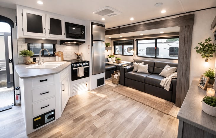 Kitchen and Living Room Area