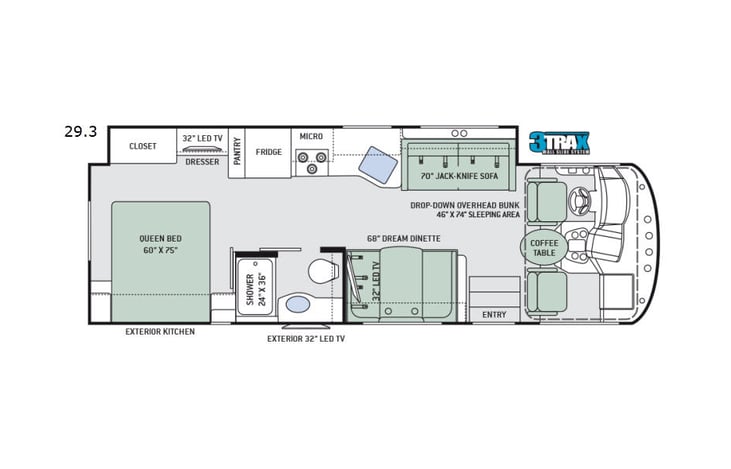 Representative floor plan provided by a trusted RVshare partner.