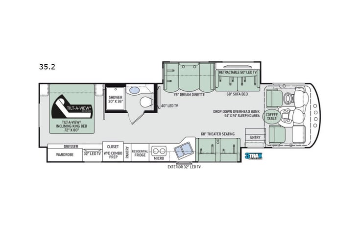 Representative floor plan provided by a trusted RVshare partner.