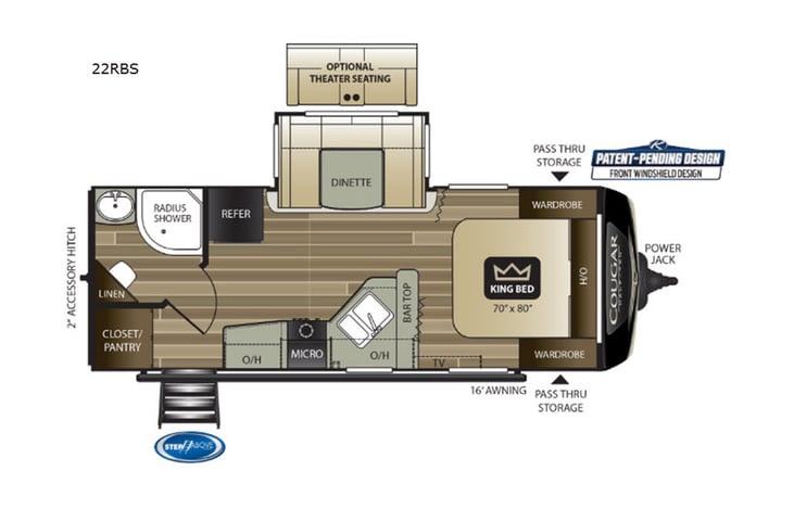 Representative floor plan provided by a trusted RVshare partner.
