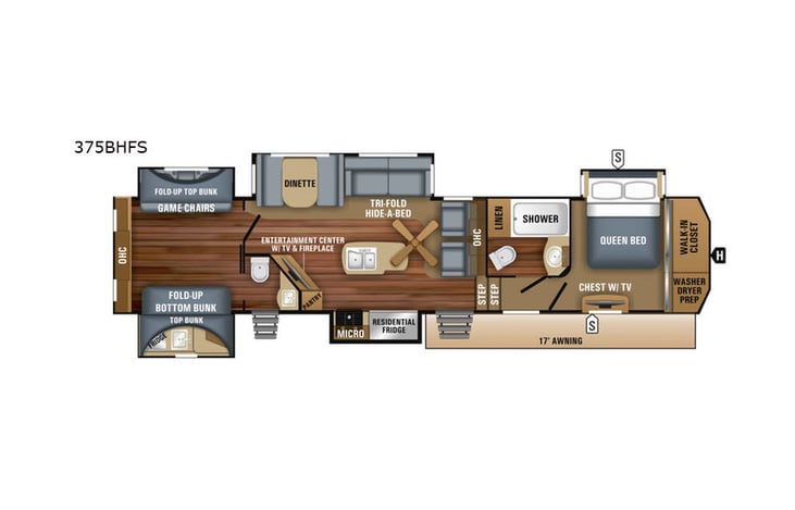 Representative floor plan provided by a trusted RVshare partner.