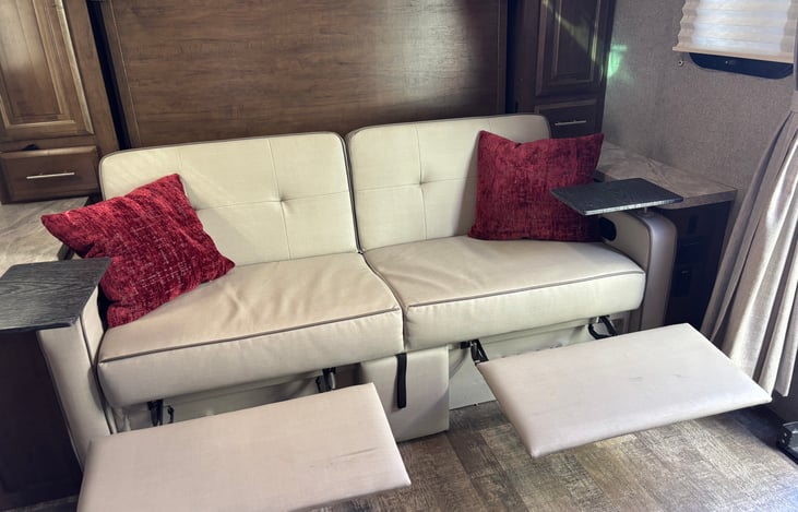 The couch has 2 recliners making it perfect for kicking back and enjoying a movie on your favorite streaming channel.