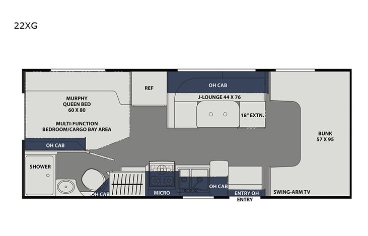 Representative floor plan provided by a trusted RVshare partner.