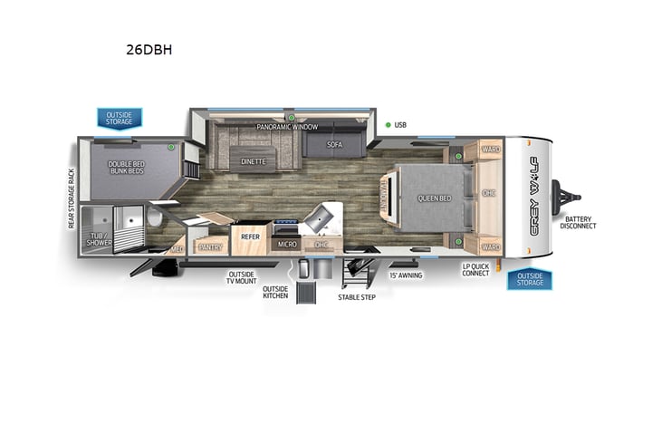 Representative floor plan provided by a trusted RVshare partner.