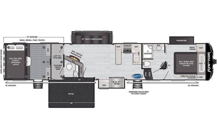 floorplan shows back bed area in garage 2 queen beds with back half bath