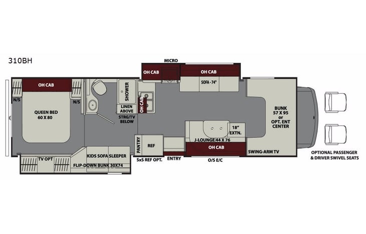 Representative floor plan provided by a trusted RVshare partner.