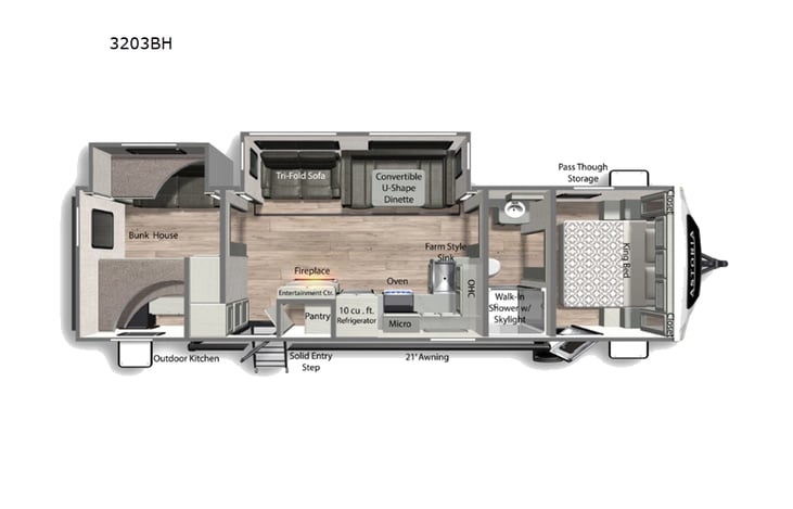 Representative floor plan provided by a trusted RVshare partner.